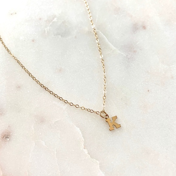 14k Gold Filled K Initial Letter Necklace - Picture 2 of 8